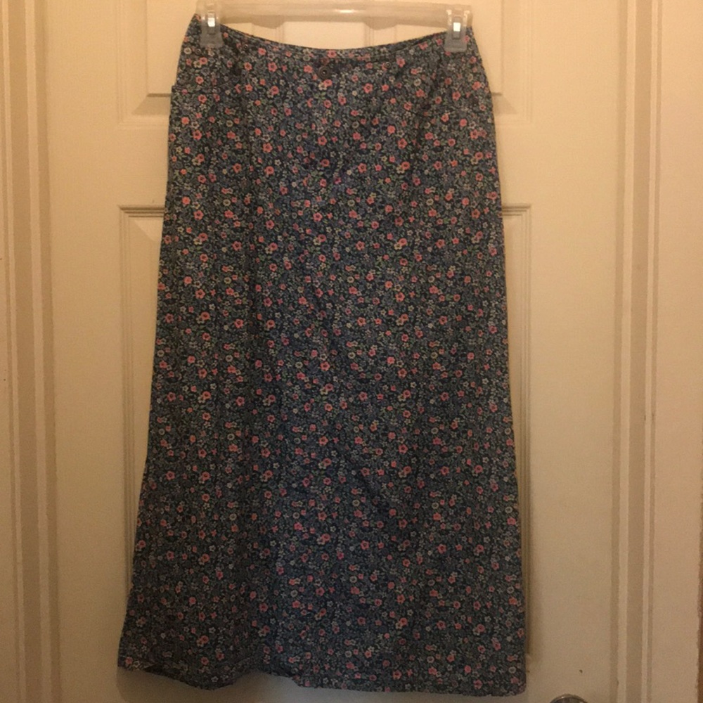 High right floral denim skirt
